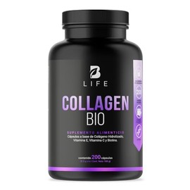 Biotina de 200 Cápsulas. Ingredientes naturales: Colágeno, Vitamina E y Vitamina C. Collagen Bio B Life.
