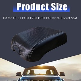 Pincuttee Center Console Cover for 15-21 Ford F150 F250 F350 F450,Carbon Fiber Leather Armreat Cover,Middle Console Cover Box Protector Cover for Ford with Bucket Seat(15-21 Carbon Fiber,1PC)