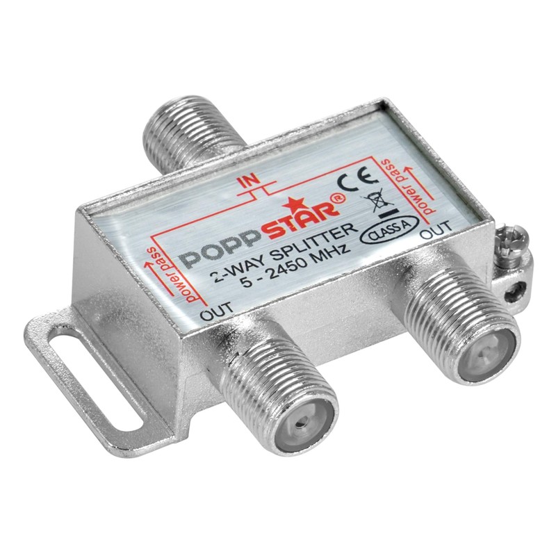 Poppstar Sat-distributor 2-way (analog/digital-capable), 100dB, 5-2500 MHz, incl. F-plug