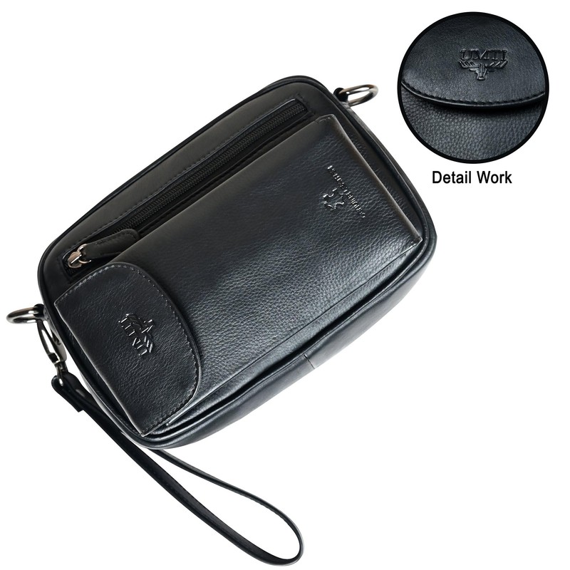 Leather Wrist Bag for Unisex Made of Cowhide Leather 21-