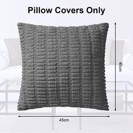 AUAUY Corduroy Cushion Covers, 45 x 45 cm Pack of 2 Super Soft Corduroy Dark Grey Cushion Covers, Decorative Modern Pillow Covers Soft Pillowcase Cushions for Home Spring Decor Sofa Couch-Wheat Type