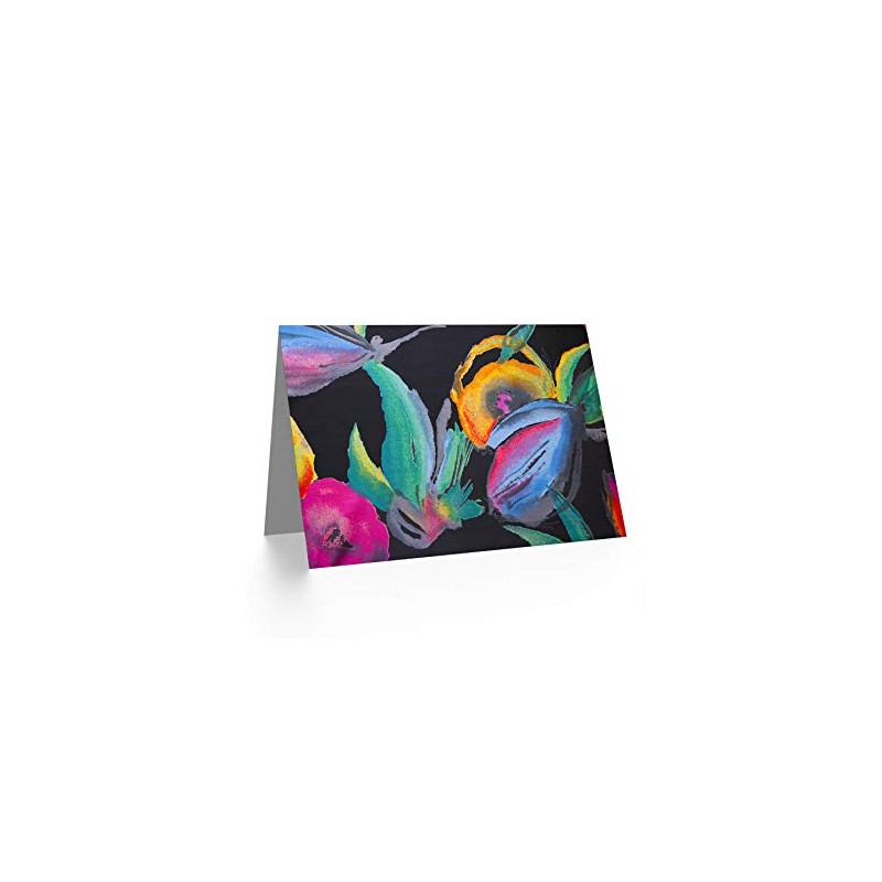 SILK SCARF PATTERN FLORAL COLOURFUL BLANK GREETINGS BIRTHDAY CARD ART