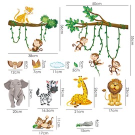 1 Set Animal Party Wall Stickers, Jungle Decoration Wall Stickers, Animal Party Wall Stickers, Cartoon Wall Stickers, Nursery Wall Stickers, Nursery Background Decoration