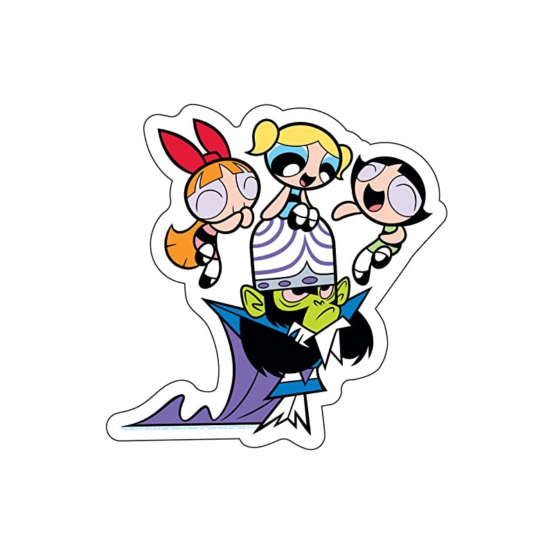 Powerpuff Girls Laughing at Mojo JoJo Sticker