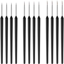 12 Pcs Nail Art Liner Brushes, Nail Design Brush Pen Professional Nail Dotting Pen for Nail Painting Drawing Dotting (5mm, 9mm, 13mm)