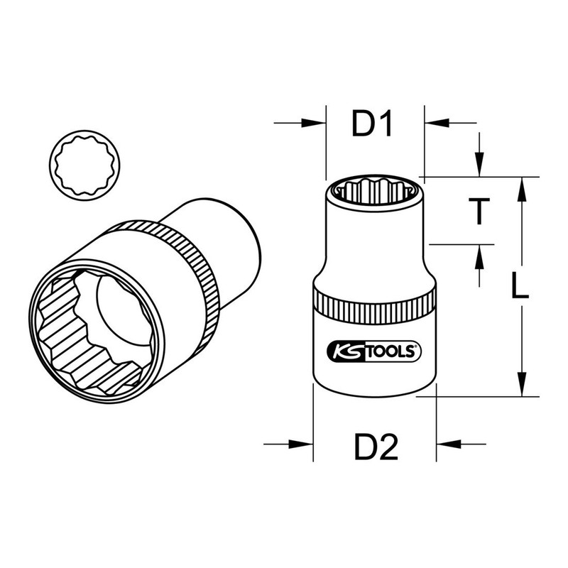 KS TOOLS 917.1238 1/2" Bi hex socket, 31mm