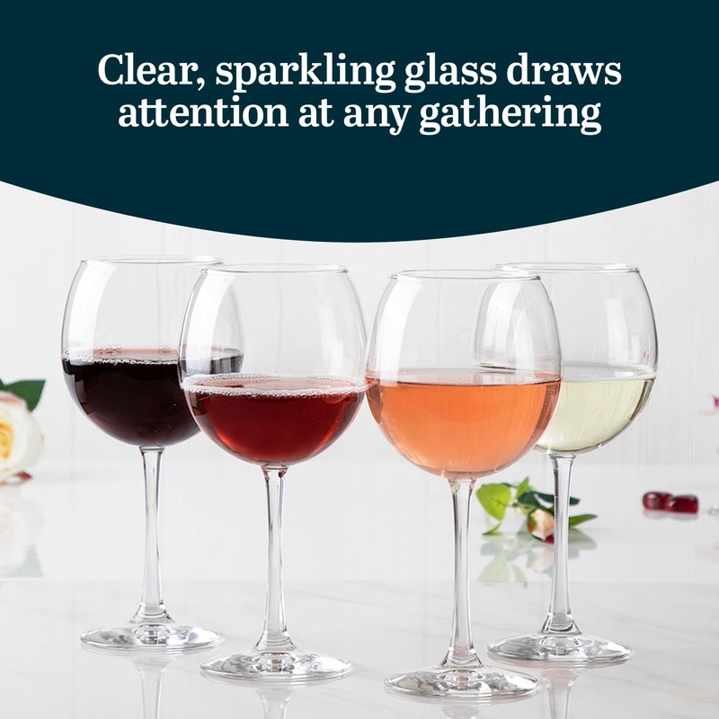 Libbey Vina Red Balloon Wine Glasses, 18.25 Oz Elegant Large