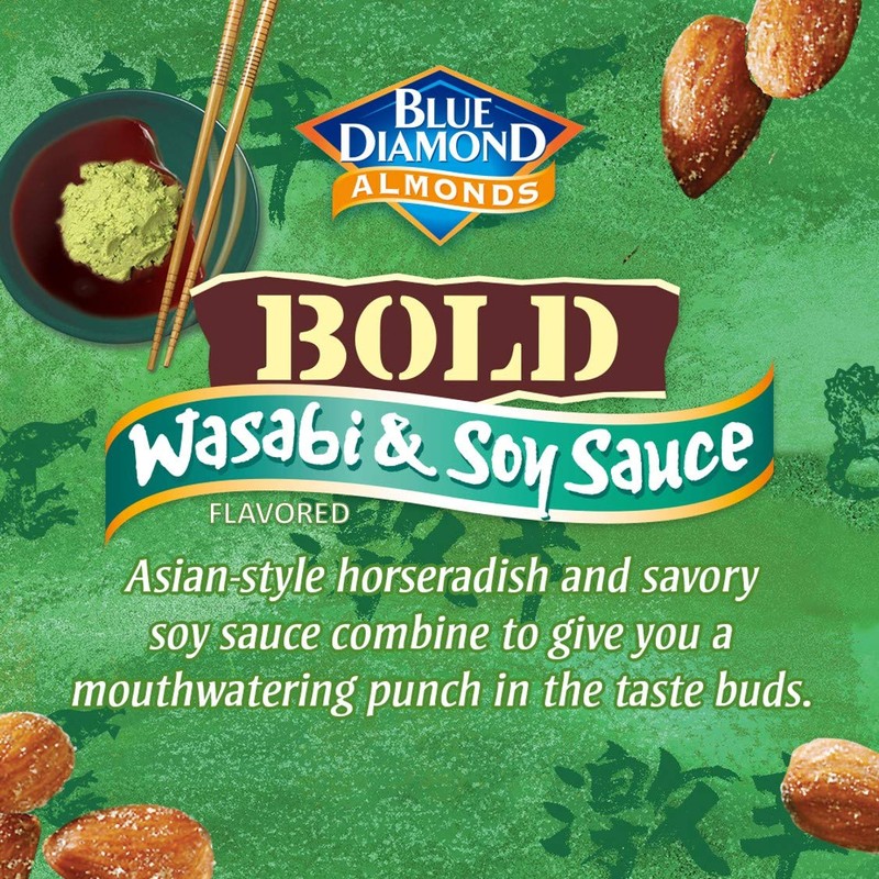 Blue Diamond Almonds, Bold Wasabi & Soy Sauce, 6 Ounce