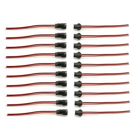 RuiLing 10 Pairs JST SM 2 Pin Male Female Plug Connector Electrical Wire Cable for Single LED Strip Light Lamp Driver CCTV 10CM