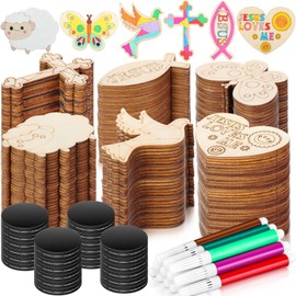 Blueweenly 24 Pack Jesus Wood Religious Craft Kit Magnets Vacation Bible Sunday School for DIY Coloring Wooden Religious Valentines Crafts for Easter Christian Sunday School Art Party Decoration Gift