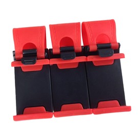 TEHAUX 3pcs Adjustable Hands Steering Wheel Phone Holder Durable Clip Mount for Cars Red for Navigation and Calls Compatible with All Smartphones