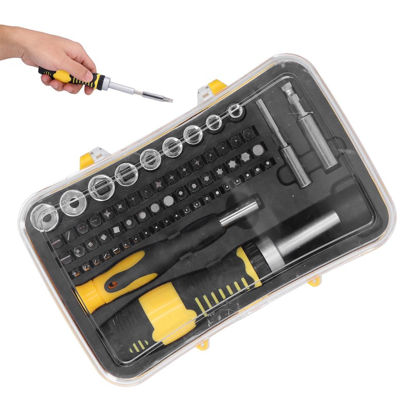 65Pcs Screwdriver Set Chrome Vanadium Steel SK‑1156 Ratcheting Electronics Repair