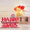 Valentines Day Table Decorations for Home Wood Decor 11.8x6.5inch Red