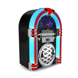 Victor VDTJ-1550 Broadway Desktop Bluetooth CD Jukebox Speaker with FM Radio, Multicolor LED Lighting, and Aux Input – Perfect for Retro-Style Music Streaming and Ambient Lighting