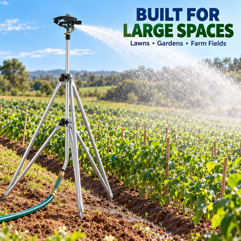 Heavy Duty Tripod Sprinkler with 100 Ft Spray Diameter, 48-72