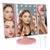 Espejo Maquillaje Luz Tríptica Aumentos 10x/3x/2x Plegable 22 Leds De