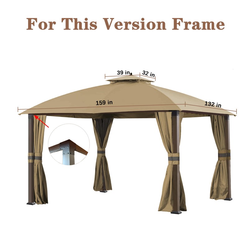 SCOCANOPY Beige Gazebo Replacement Cover Fit for 10X12 Eagle Brooke