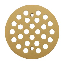 Pickwe Round 4-1/4 Inch Screw-in Shower Drainer Cover Replacement 304 Stainless Steel Floor Drain Grate with Screws Brushed Golden