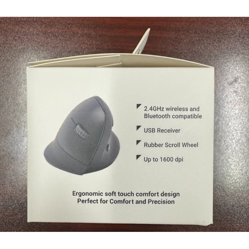 SKILCRAFT Mouse, Wireless, 2.4Ghz, Bluetooth, Vertical, Ergonomic Shaped, Right-handed