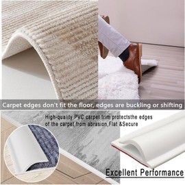 Carpet to Tile Transition Strip, Flexible Carpet Edging from Carpet to Tile Floor, Self Adhesive Cuttable Carpet Edge Trim Strip, Flexible Rug Edge Protector for Doorway（Black 4ft）