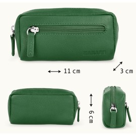 MANAGE XXL Leather Key Bag with Coin Compartment for Men and Women - Genuine Leather Key Case - Large Choice of Colours, Green
