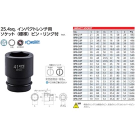 KYOTO TOOL (KTC) BP8-22P 1 inch Impact Wrench Socket (Standard) 0.9 inch (22 mm) Pin Ring Included