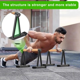 Dolibest Push-Up Bar, 12'' High Parallettes Bars with 8 Rubber Feet & Comfortable Handle, Dip Bars With Stable Triangle Base for Calisthenics, Handstand, Gym & Home Exercise, Easy Assembly (600LB)