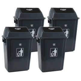 Cand 18 Gallon Large Kitchen Plastic Trash Can with Swing Lid, 4Pack Garbage Can