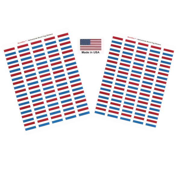 100 Netherlands Flag Stickers, Two Sheets of 50, 1.5" x
