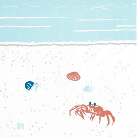 Somenoanobo Tenugui "Summer Coast" Blue Hon-dyed Cotton 100% Tokioka, Made in Japan, 13.8 x 39.4 inches (35 x 100 cm)