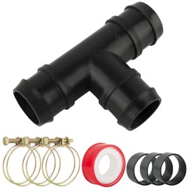BOFUNX BOFUNX T-Stück für Ø38mm Schlauchverbinder + 3 Edelstahl-Schlauchschellen + 3 Dichtungen Ringe + Klebeband Schlauchteile Schlauchverbindung für Pool Schwimmbad Garten (38mm)