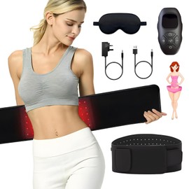 Lumalean Pro Slimming Belt, Adjustabl Belts for Toning, Contouring Relaxation Supports Back Shoulder Arm Complimentary Eye Mask (Black）