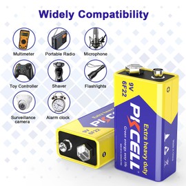 9V 6F22 Batteries High-Power Batteries Long Battery Life 9 Volt Carbon Batteries 3 Years Shelf Life, Leak-Proof 9V Batteries Suitable for Smoke Detectors and Other Electronic Products (24-Counts)