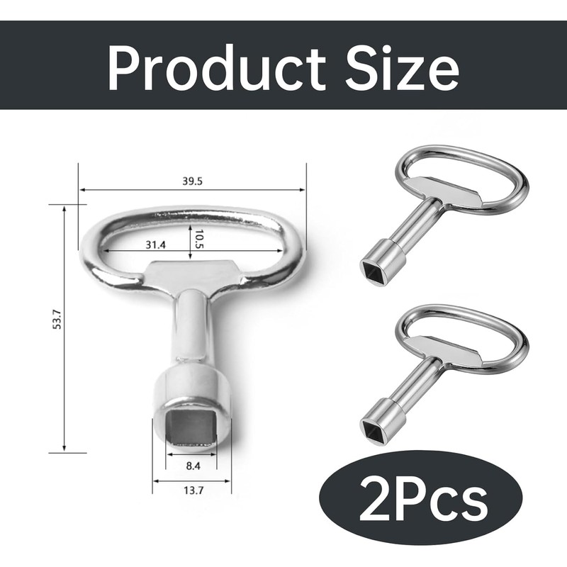 Pack of 2 Square Keys, 8 mm Square Key Valve,