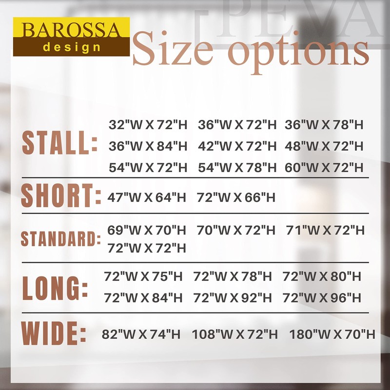 Barossa Design Small Shower Curtain for Shower Stall Size 36