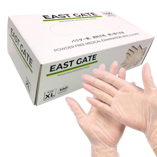 Eastgate Disposable Vinyl Gloves, Plastic Gloves, 100 Sheets/Box, Powder Free,