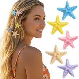 LILIE&WHITE 5 Pcs Colorful Mermaid Hair Clips For Women Unique Starfishs Claw Clips Trendy Starfish Mermaid Hair Accessories