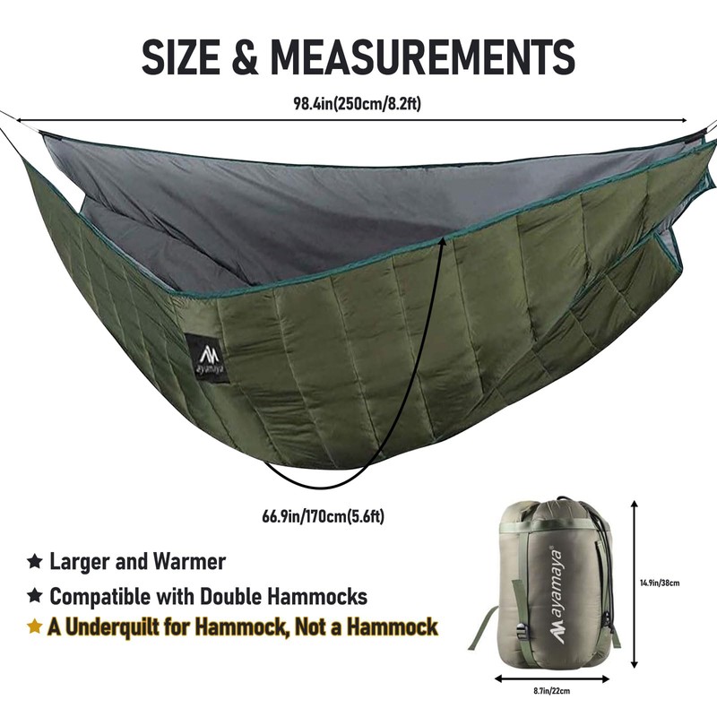AYAMAYA Single & Double Hammock Underquilt Full Length Big Size
