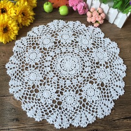 Laivigo New Handmade Crochet Lace Round Table Cloth Doilies Doily,20 Inch,White