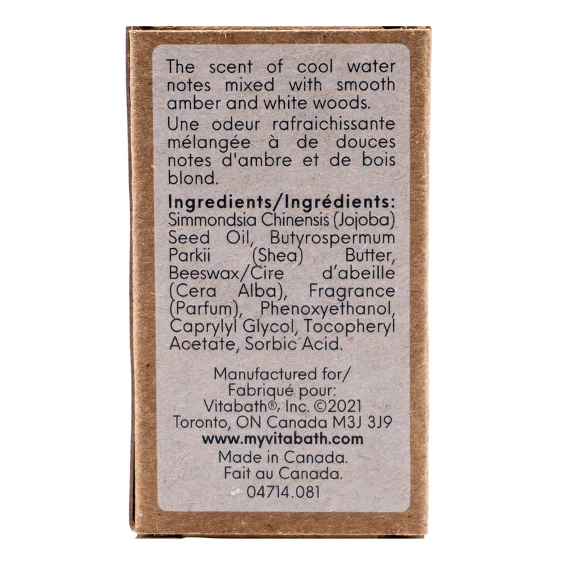 Vitabath Men's Solid Cologne Invigorating Crisp Cool Water & White