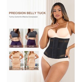 Lover-Beauty Mesh Waist Trainer for Women Tummy Control Body Shaper Breathable Cross Mesh Corset Waist Cincher Shapewear Girdle, Black, 3XL