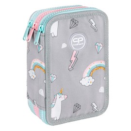 COOLPACK 3-Compartment Pencil Case XXL Pencil Case Pencil Case 44-Piece Filled Pencil Case 3-Tier 19.5 x 12.5 x 6.5 cm Boys Girls (Unicorn)
