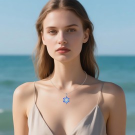 HOPEEZZ 925 Sterling Silver Edelweiss Flower Pendant Necklace for Women, Delicate Dainty Snow Flower Jewelry Gift for Her