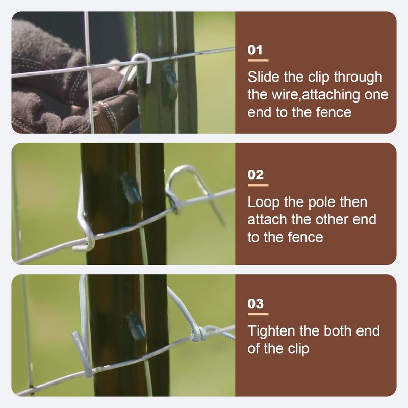 T-Post Clips Fence Wire Clips Galvanized Steel Fence Clips (300PCS)