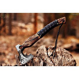 Custom Gift Forged Carbon Steel Viking Axe with Ash Wood Shaft, Viking Camping Axe & Hatchet OHM-0121, Beautiful Gift for Father, Brother or for Him (Medieval Axe)