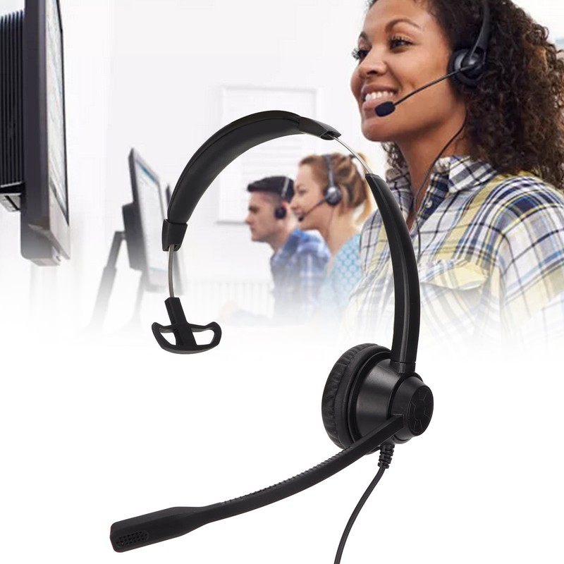 Telephone Headset Clear Comfortable Plug and Play Monaural Traffic Headset