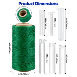 Leather Upholstery Sewing Waxed Thread: PLANTIONAL 218 Yards 210D Wax String Set with 25 Large Eye Hand Sewing Needles, Heavy Duty Sewing Kit for Car Sofa Leather Repair Craft