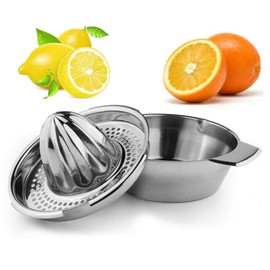 Stainless Steel Lemon Squeezer,Juicer with Bowl Container for Oranges Lemons Fruit Home Made Juice in Kitchen