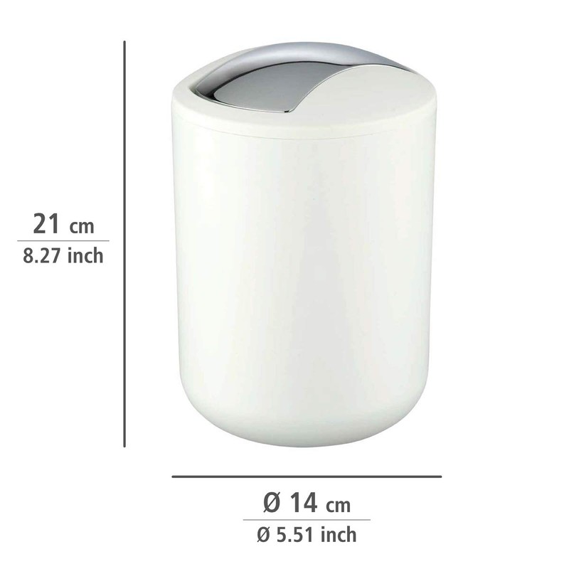 WENKO Brasil Swing Cover Bin, White, 14 x 14 x