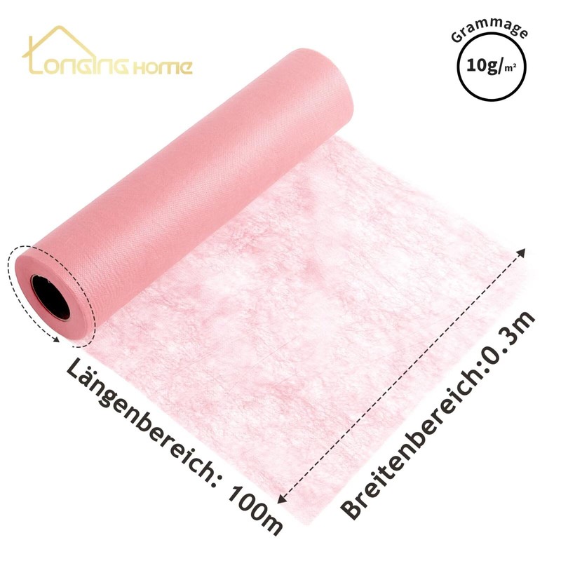 Table Runner, 0.3 x 100 m, Dark Pink, Disposable Non-Woven